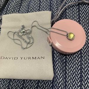 David Yurman Albion 20mm Yellow Crystal and Diamond Pendant/Necklace